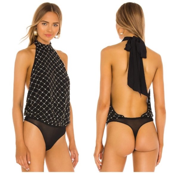NWT FREE PEOPLE BLING BLING CHA CHING CRYSTAL BODYSUIT M - Picture 5 of 6